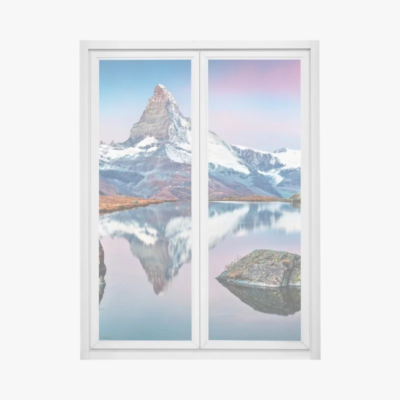 Fensteraufkleber morgendliche aussicht am Bachalpsee, Schweizer Alpen – Wallnifity®