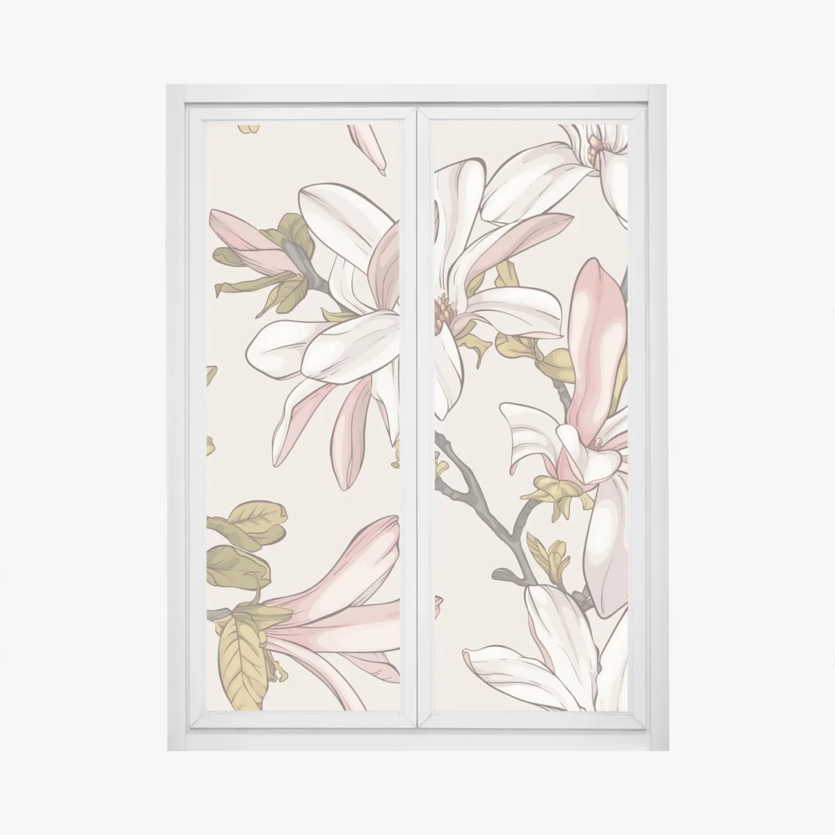 Fensteraufkleber pastell magnolien auf beigem grund – Wallnifity® Fensteraufkleber pastell magnolien auf beigem grund – Wallnifity®