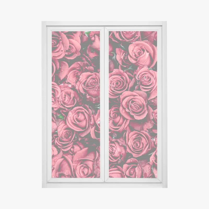 Fensteraufkleber nebliger wasserfall im dichten kiefernwald – Wallnifity®