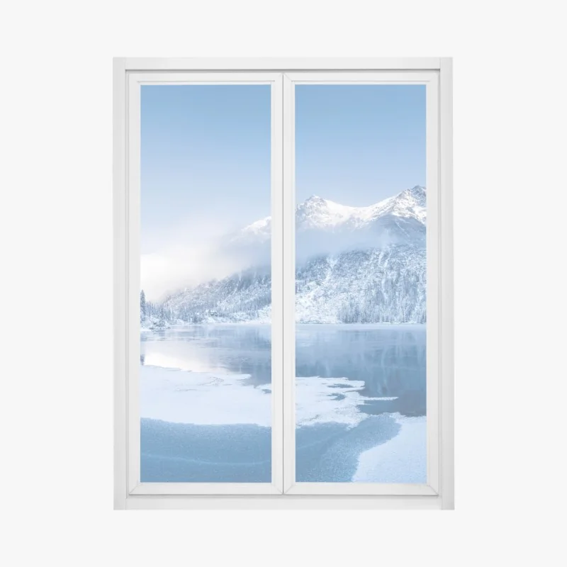Fensteraufkleber ruhiges winterpanorama der Alpen