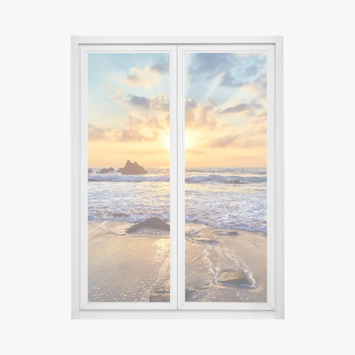 Fensteraufkleber sonnenuntergang an der felsigen küste – Wallnifity® Fensteraufkleber sonnenuntergang an der felsigen küste – Wallnifity®