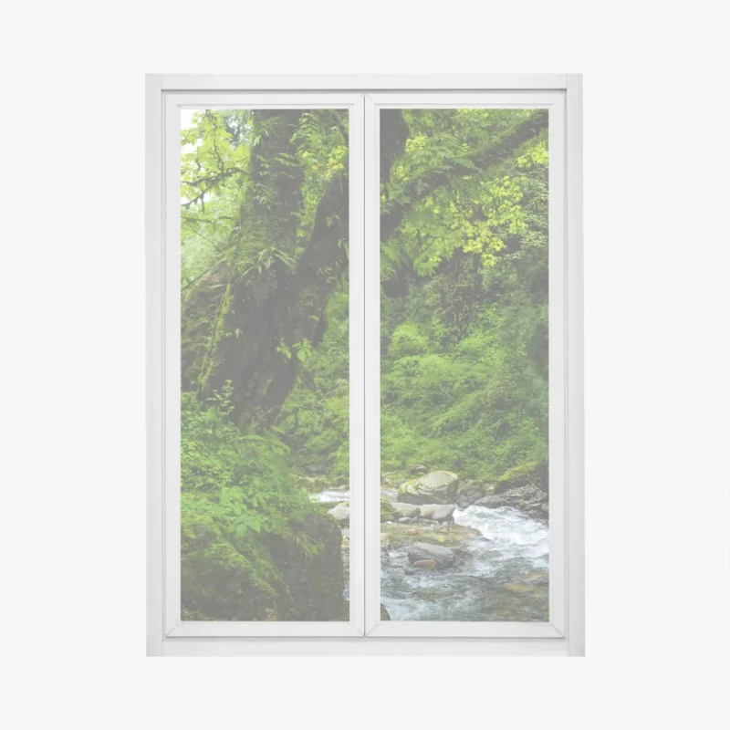 Fensteraufkleber neblige bergschichten im morgenlicht – Wallnifity®