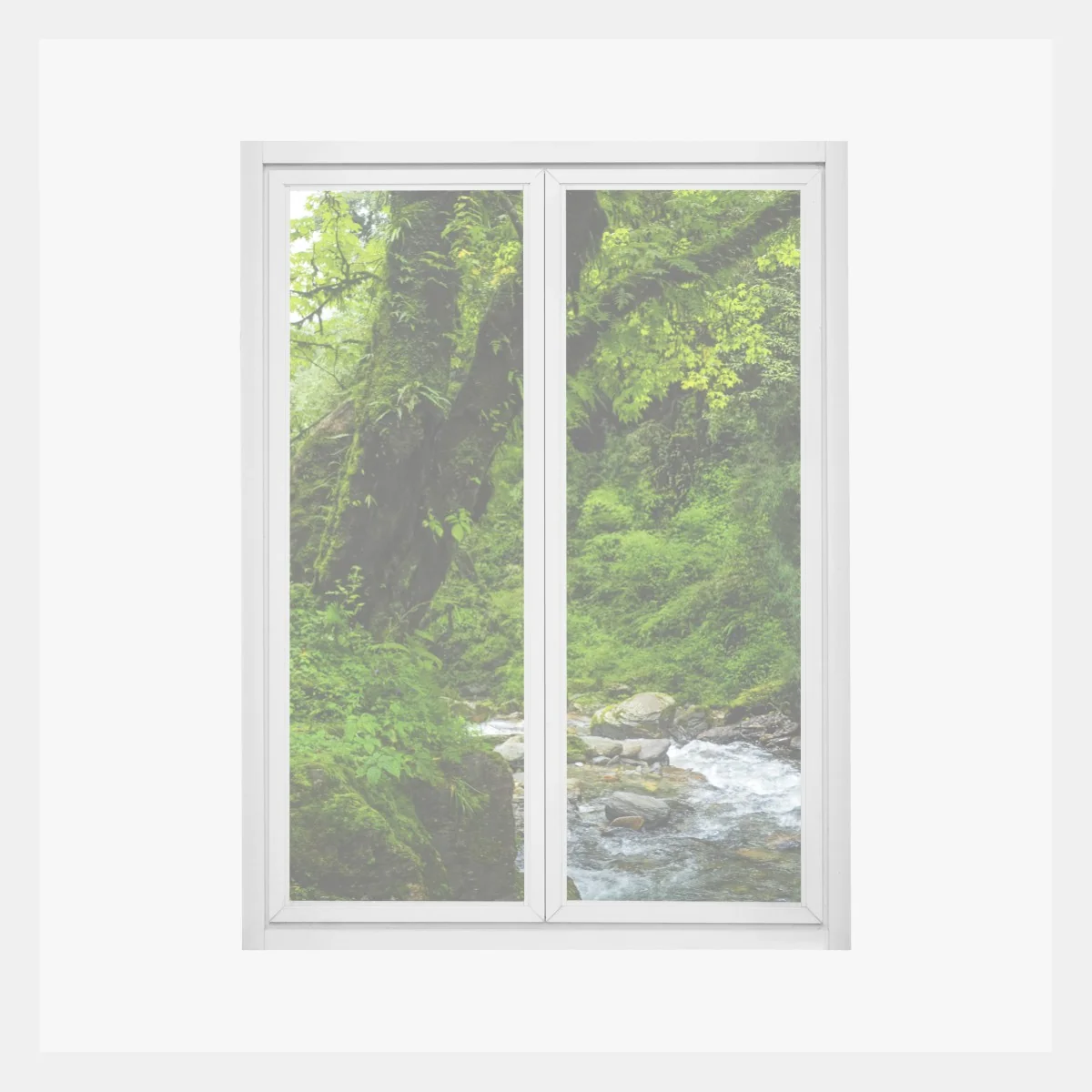 Fensteraufkleber üppiger grüner wasserfall im wald – Wallnifity®