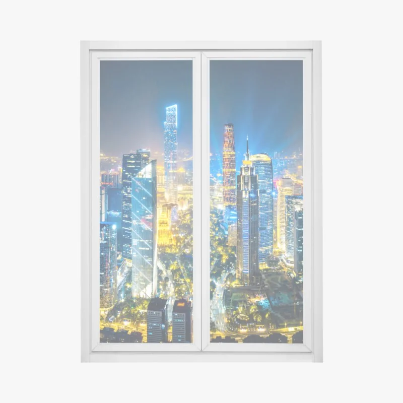 Fensteraufkleber nachtpanorama skyline Guangzhou