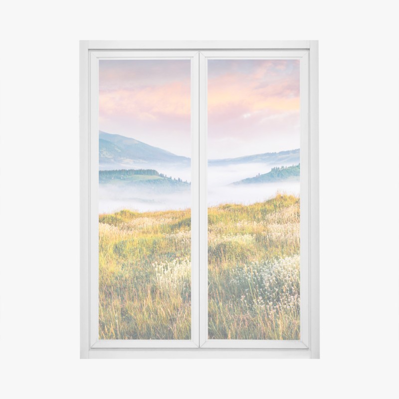 Fensteraufkleber nebliger morgen in den Karpaten