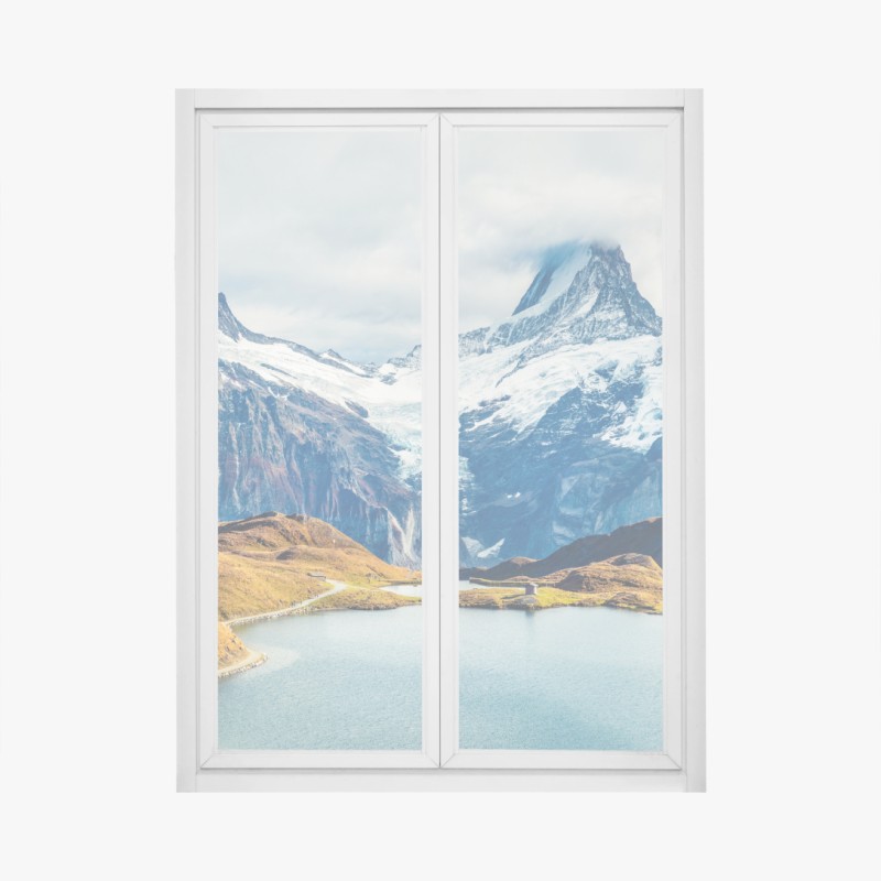 Fensteraufkleber morgendliche aussicht am Bachalpsee, Schweizer Alpen