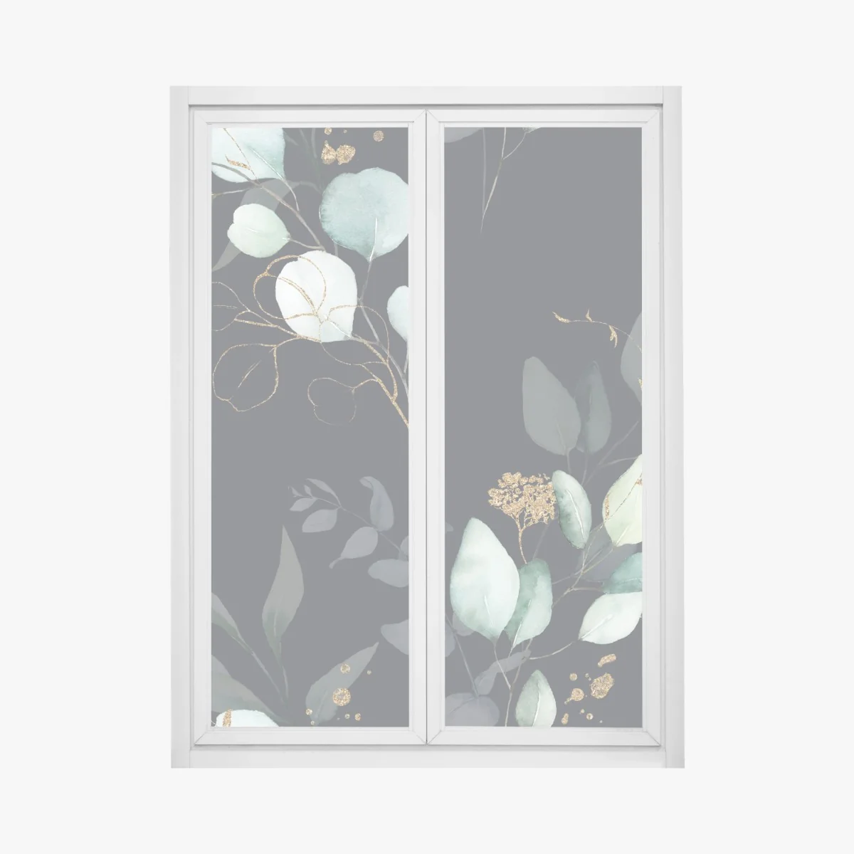 Fensteraufkleber eukalyptus aquarellblätter auf dunklem hintergrund – Wallnifity® Fensteraufkleber eukalyptus aquarellblätter auf dunklem hintergrund – Wallnifity®