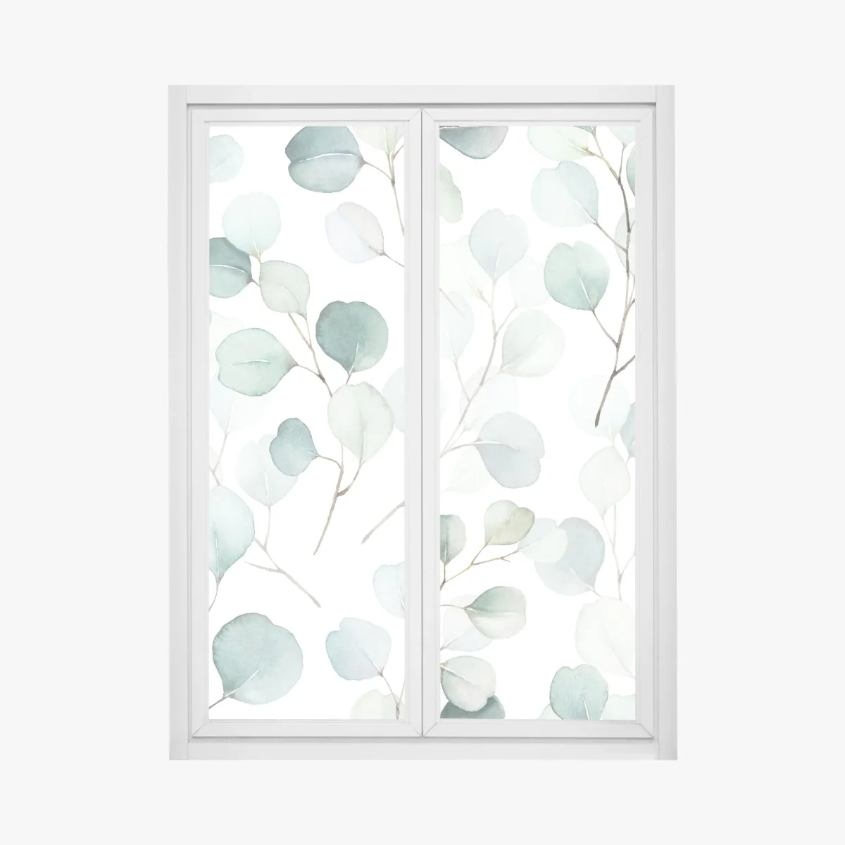 Fensteraufkleber zarter eukalyptus-aquarell blättermuster – Wallnifity® Fensteraufkleber zarter eukalyptus-aquarell blättermuster – Wallnifity®
