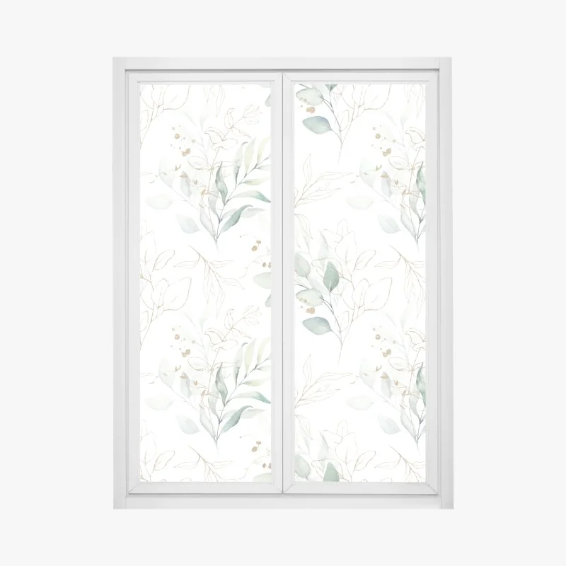 Fensteraufkleber sanftes eukalyptus aquarellmuster