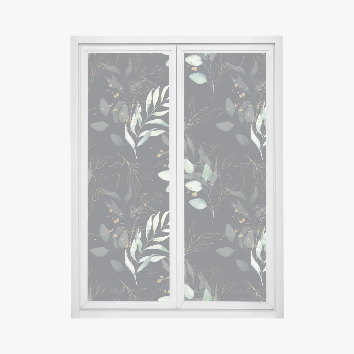 Fensteraufkleber aquarell eukalyptusblätter auf dunklem hintergrund – Wallnifity®