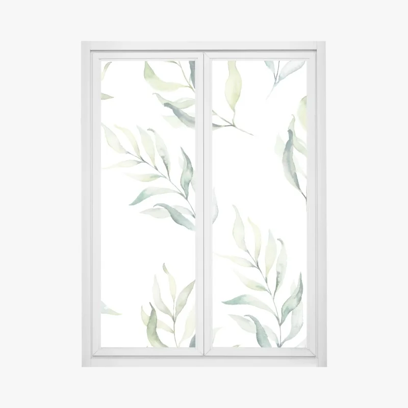 Fensteraufkleber sanftes aquarellmuster mit eukalyptusblättern