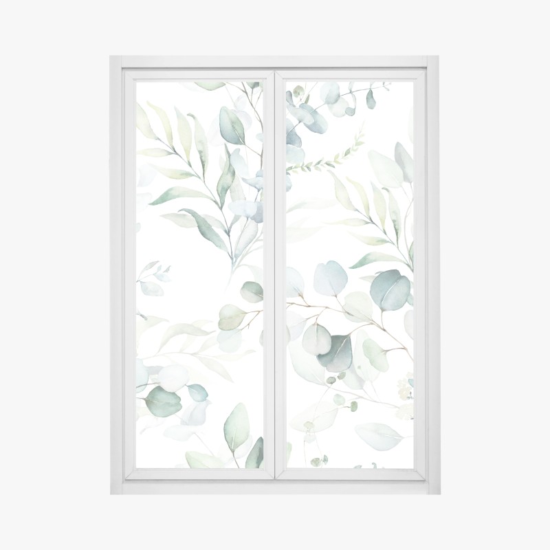 Fensteraufkleber aquarell eukalyptus blättermuster