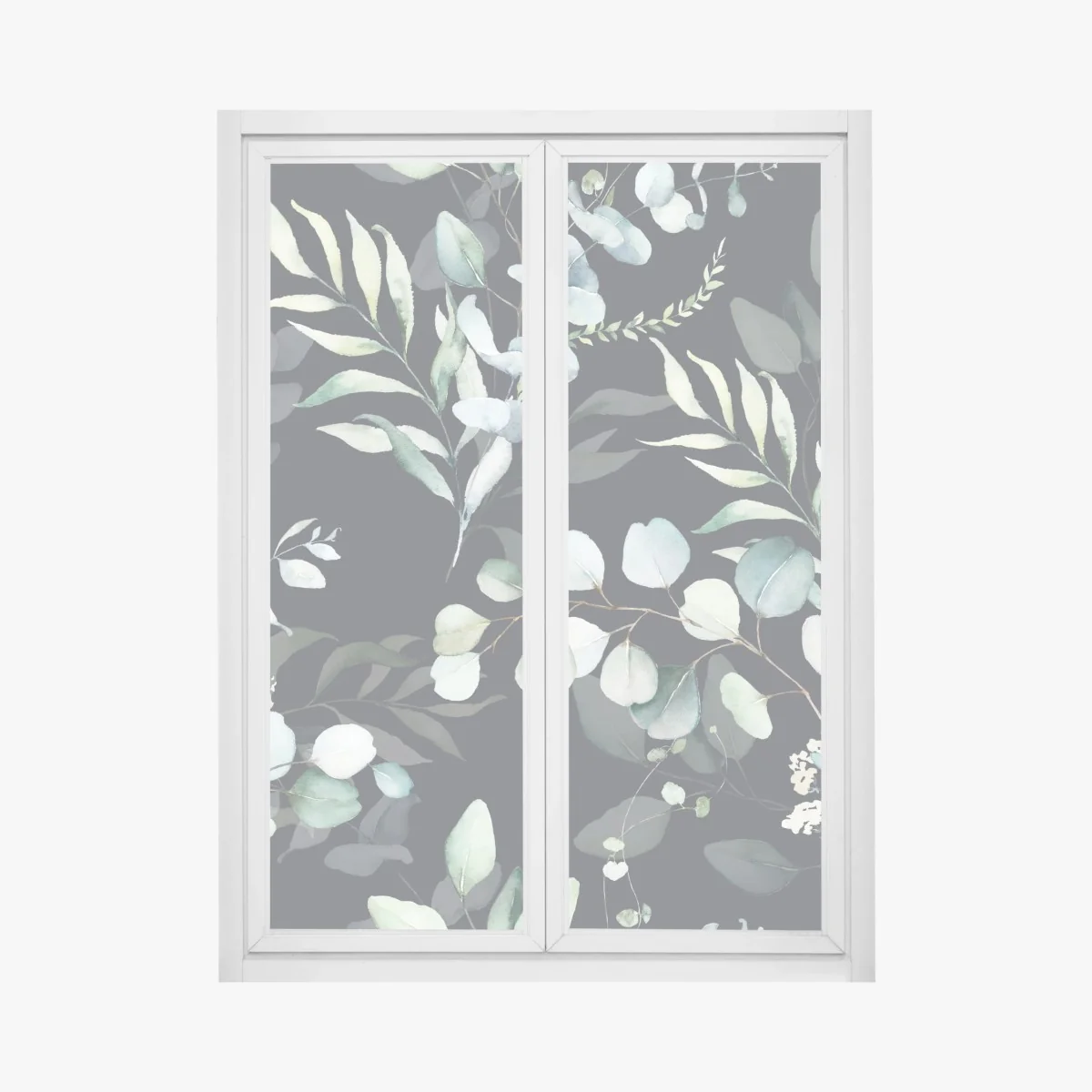 Fensteraufkleber eukalyptus aquarell botanisches muster auf dunklem hintergrund – Wallnifity® Fensteraufkleber eukalyptus aquarell botanisches muster auf dunklem hintergrund – Wallnifity®
