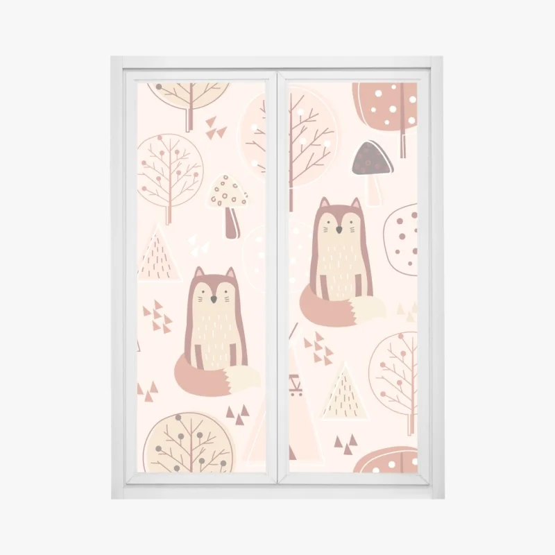 Fensteraufkleber waldfüchse muster für kinderzimmer