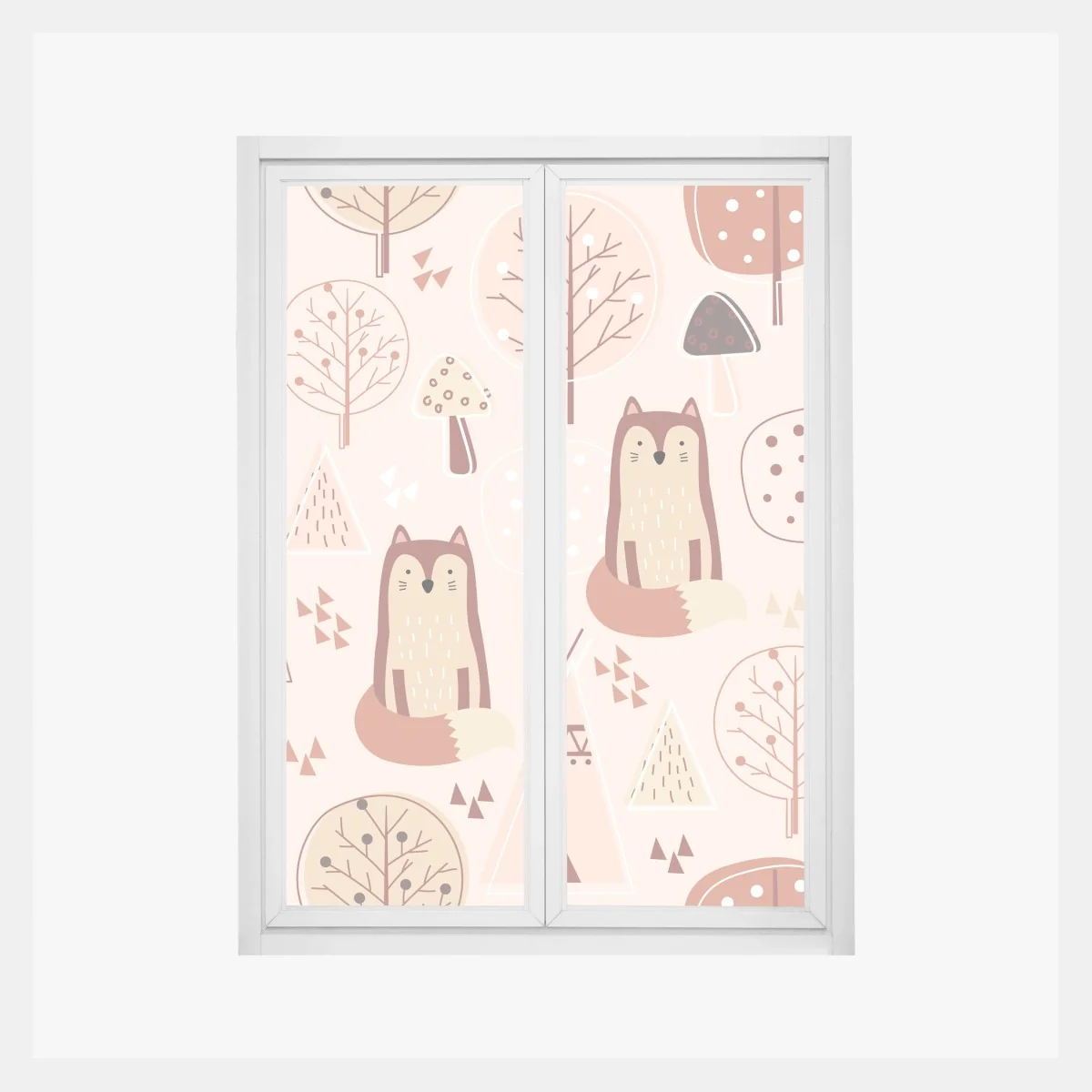 Fensteraufkleber waldfüchse muster für kinderzimmer – Wallnifity®