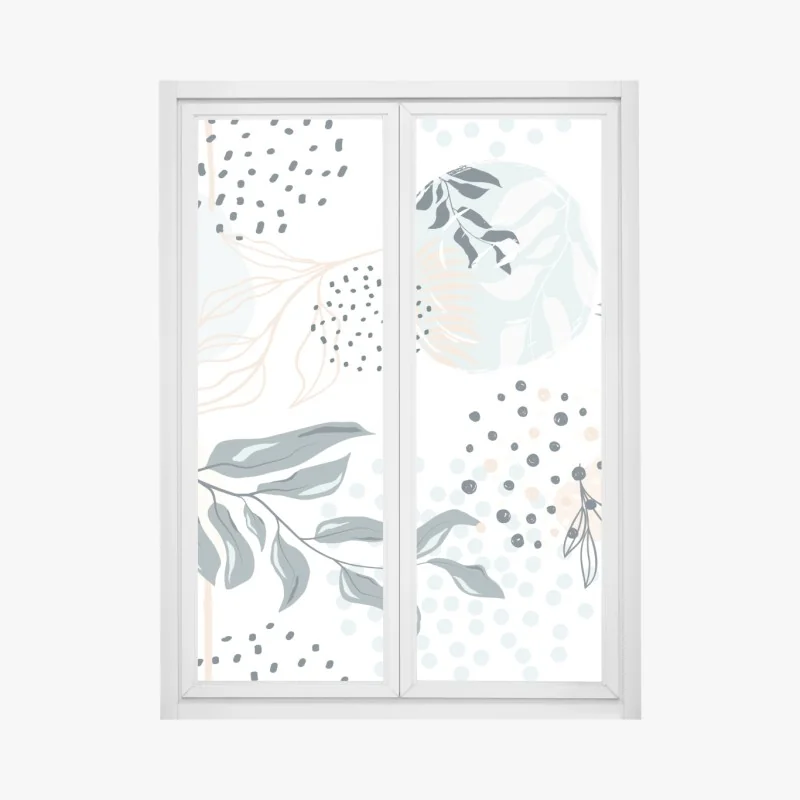 Fensteraufkleber pastellfarbenes botanisches abstraktes muster