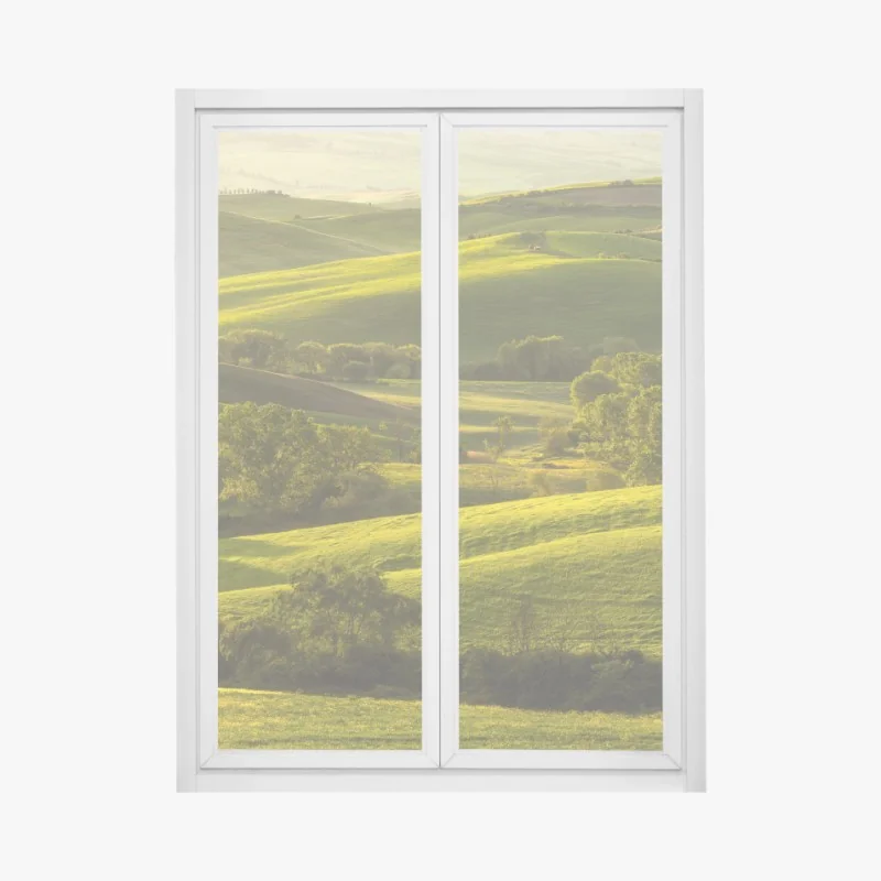 Fensteraufkleber sonnenbeschienene grüne hügel