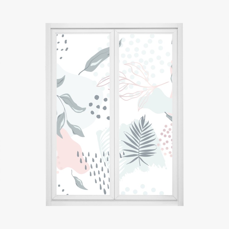 Fensteraufkleber pastellfarbenes botanisches abstraktes muster