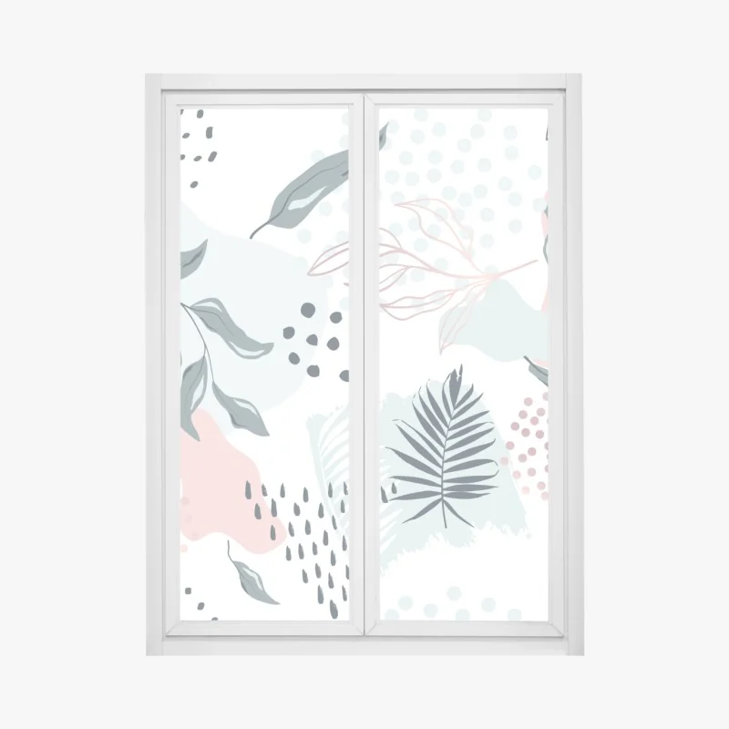 Fensteraufkleber zartes verstreutes blumenmuster auf tiefem türkis – Wallnifity®