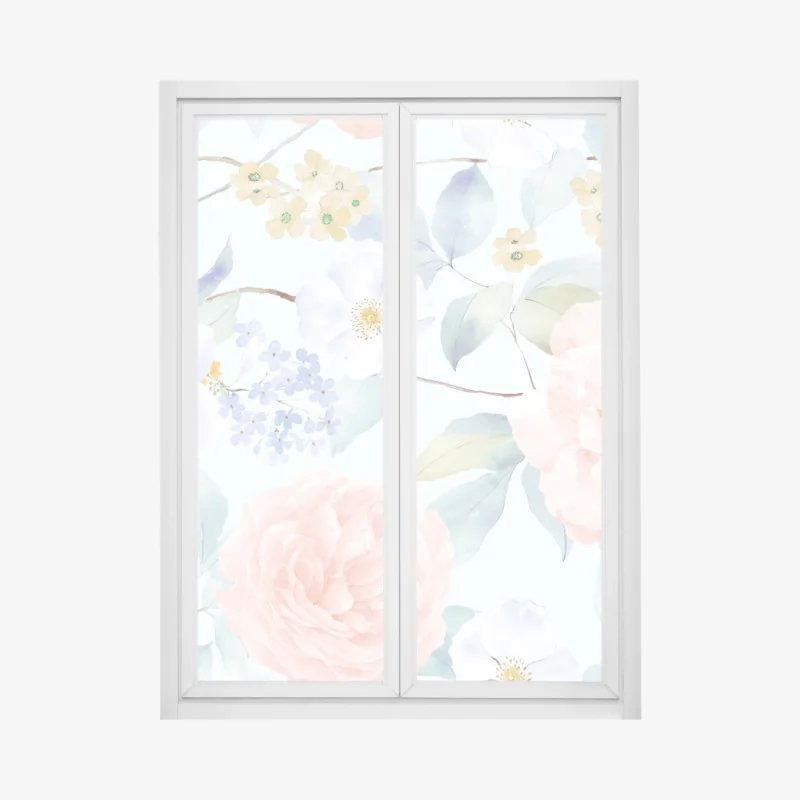 Fensteraufkleber zarte pastellblumen in aquarell