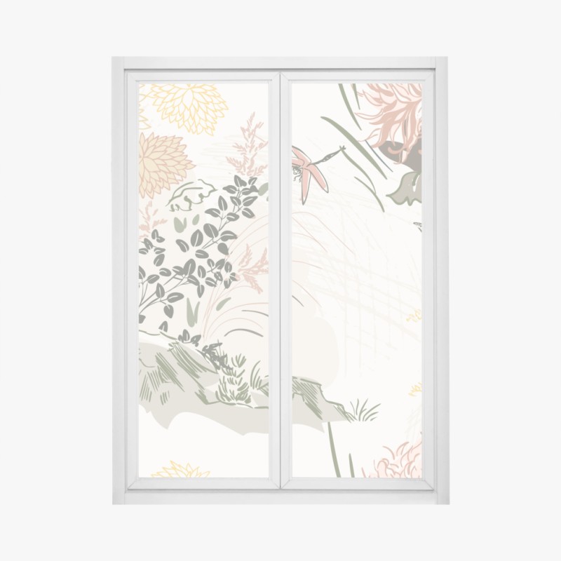 Fensteraufkleber goldene tropische bananenblätter – Wallnifity®