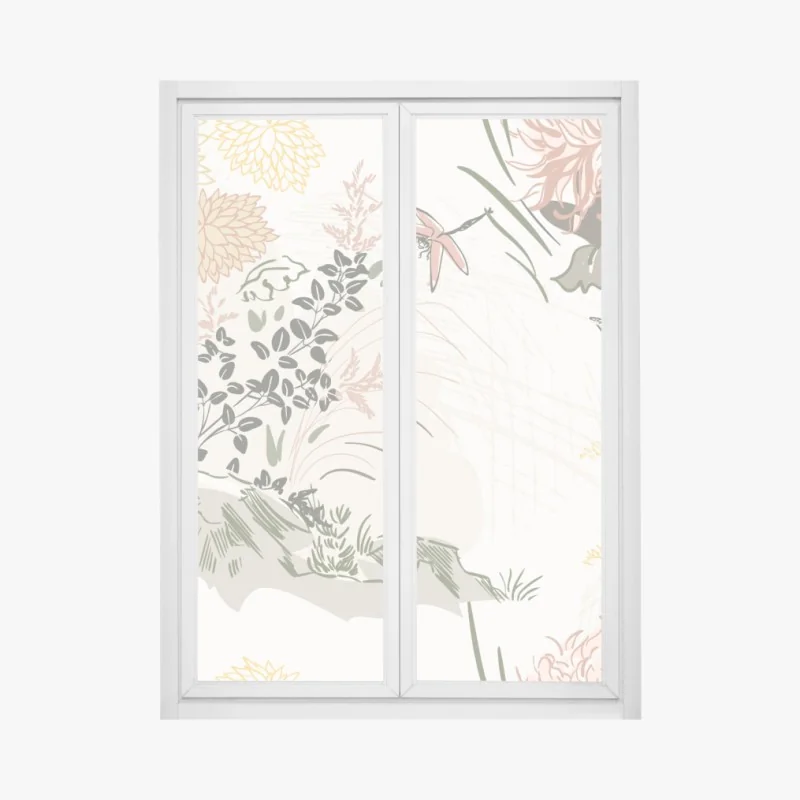 Fensteraufkleber zartes pastell-blumenmuster