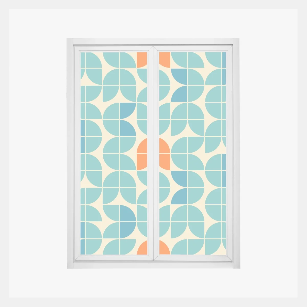 Fensteraufkleber retro geometrisches fliesenmuster in türkis und orange – Wallnifity® Fensteraufkleber retro geometrisches fliesenmuster in türkis und orange – Wallnifity®