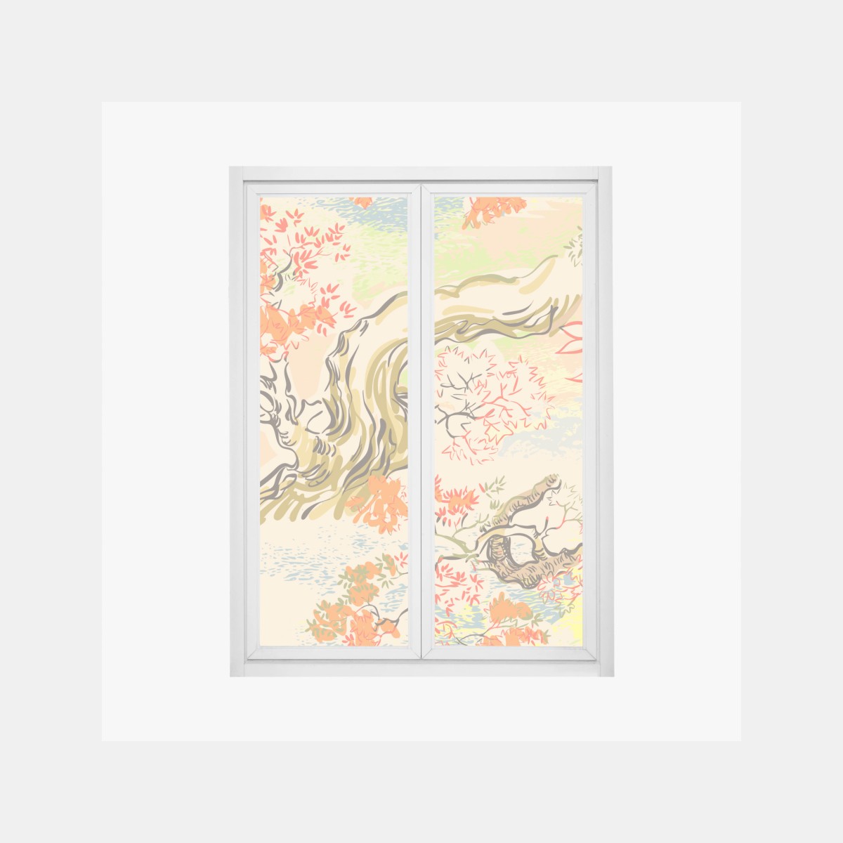 Fensteraufkleber orientalisches baummuster mit blättern – Wallnifity®