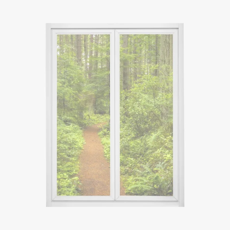 Fensteraufkleber friedlicher waldpfad