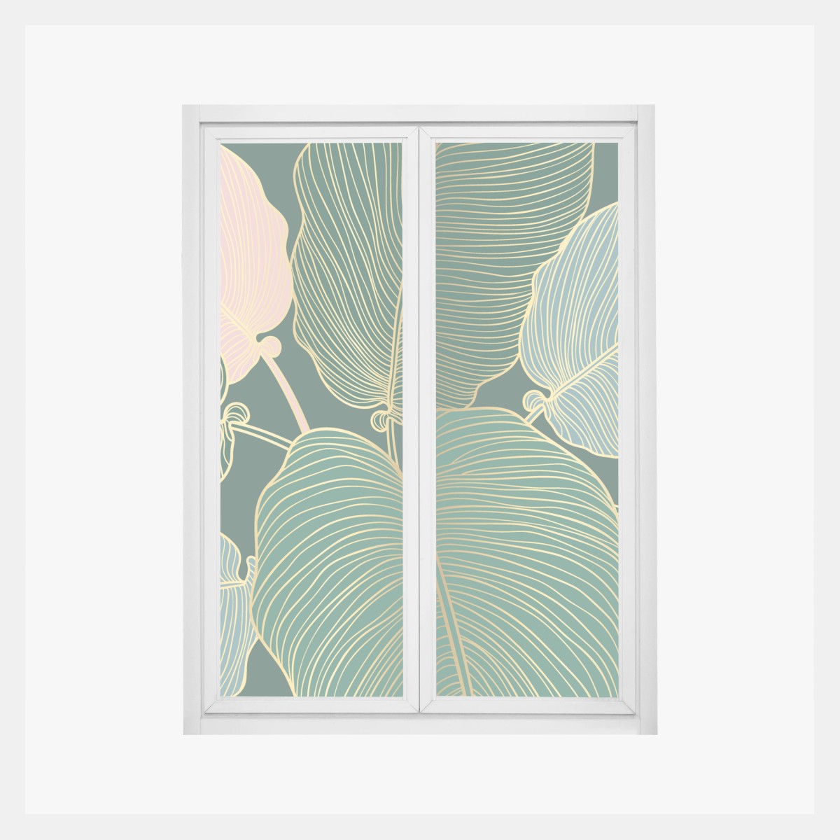 Fensteraufkleber tropische blätter mit goldkontur – Wallnifity®