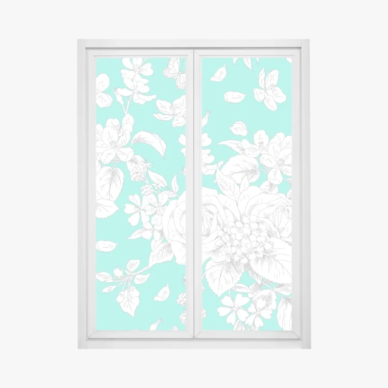 Fensteraufkleber türkis floral muster mit blumen