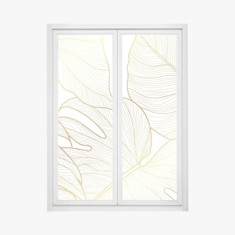 Fensteraufkleber goldene botanische blattzeichnung