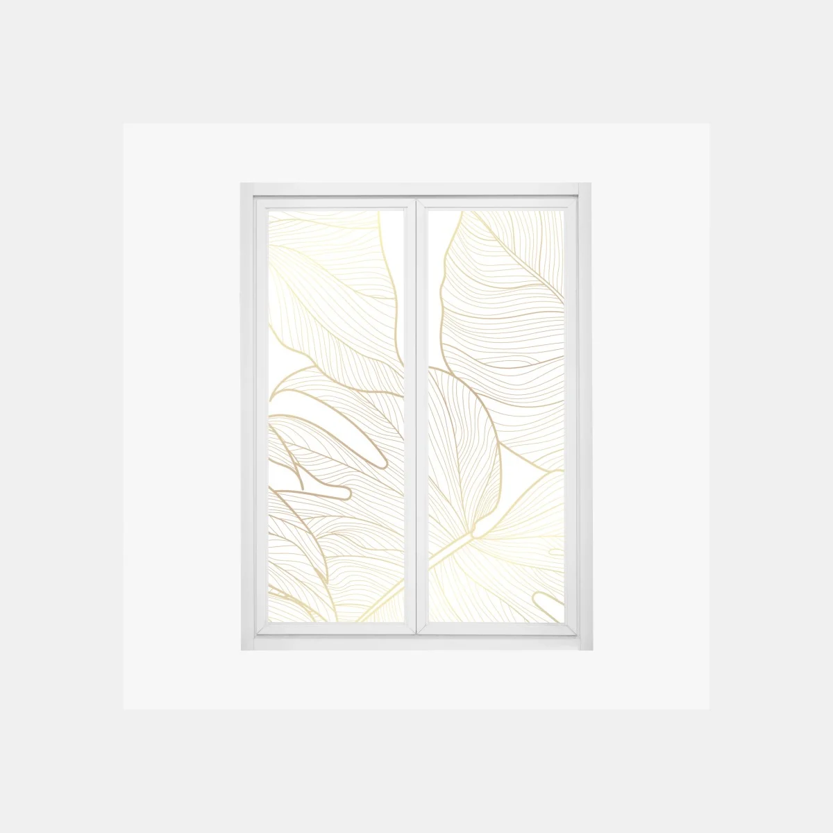 Fensteraufkleber goldene botanische blattzeichnung – Wallnifity®