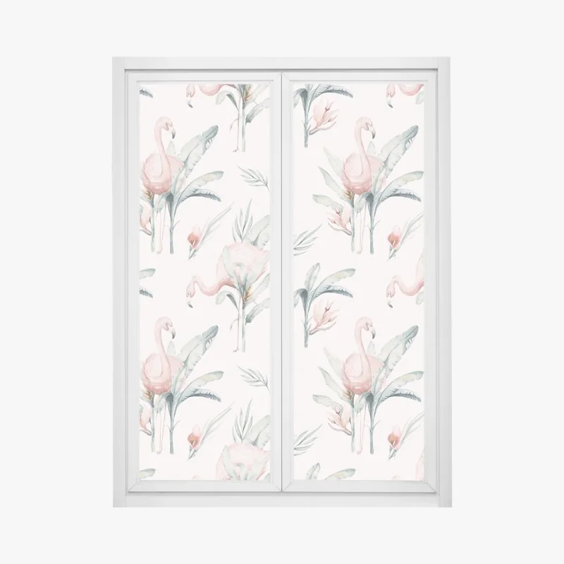Fensteraufkleber aquarell flamingo tropisches muster