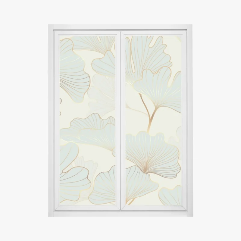 Fensteraufkleber pastell ginkgo blättermuster mit goldakzenten
