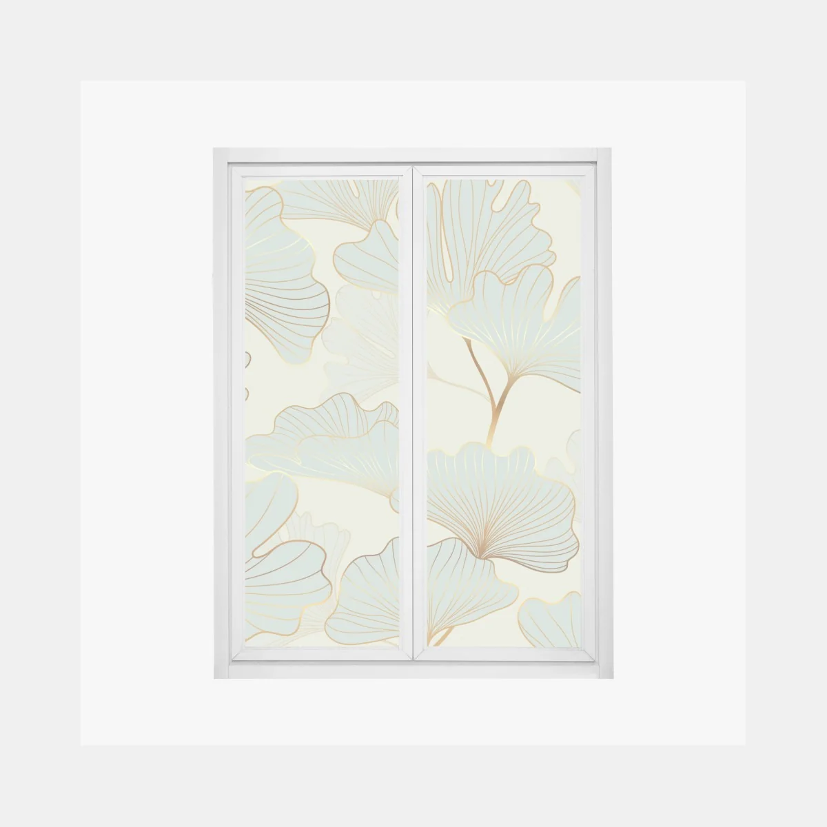 Fensteraufkleber pastell ginkgo blättermuster mit goldakzenten – Wallnifity® Fensteraufkleber pastell ginkgo blättermuster mit goldakzenten – Wallnifity®