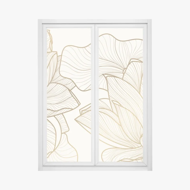 Fensteraufkleber elegante goldene linien blumenillustration