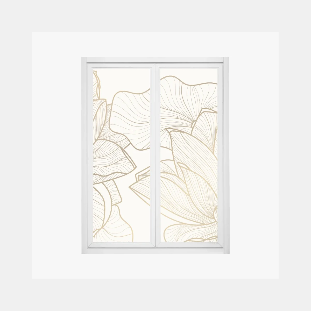 Fensteraufkleber elegante goldene linien blumenillustration – Wallnifity®