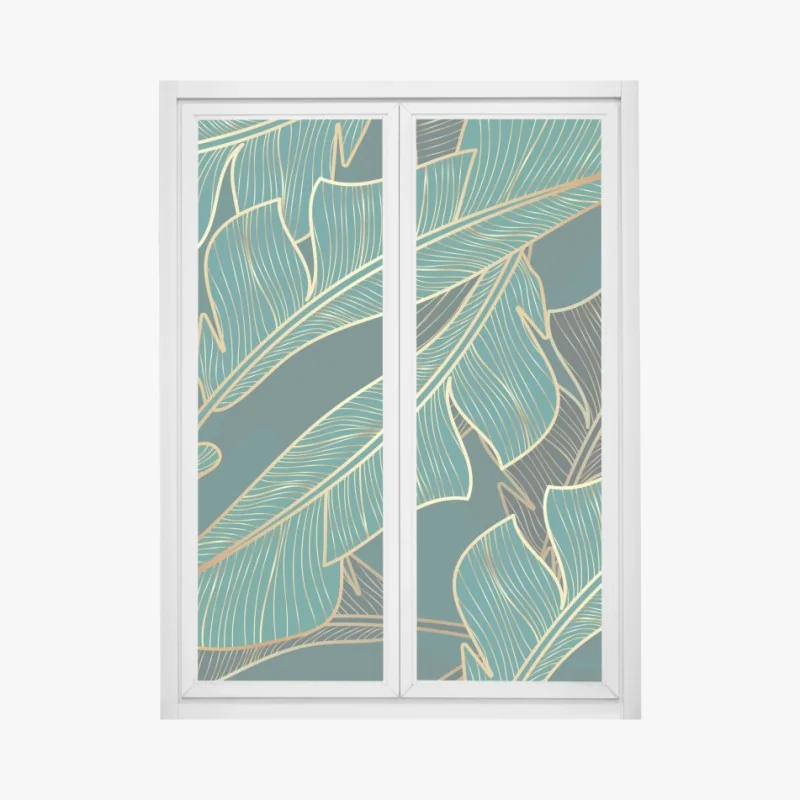 Fensteraufkleber blaue und goldene abstrakte blasen – Wallnifity®