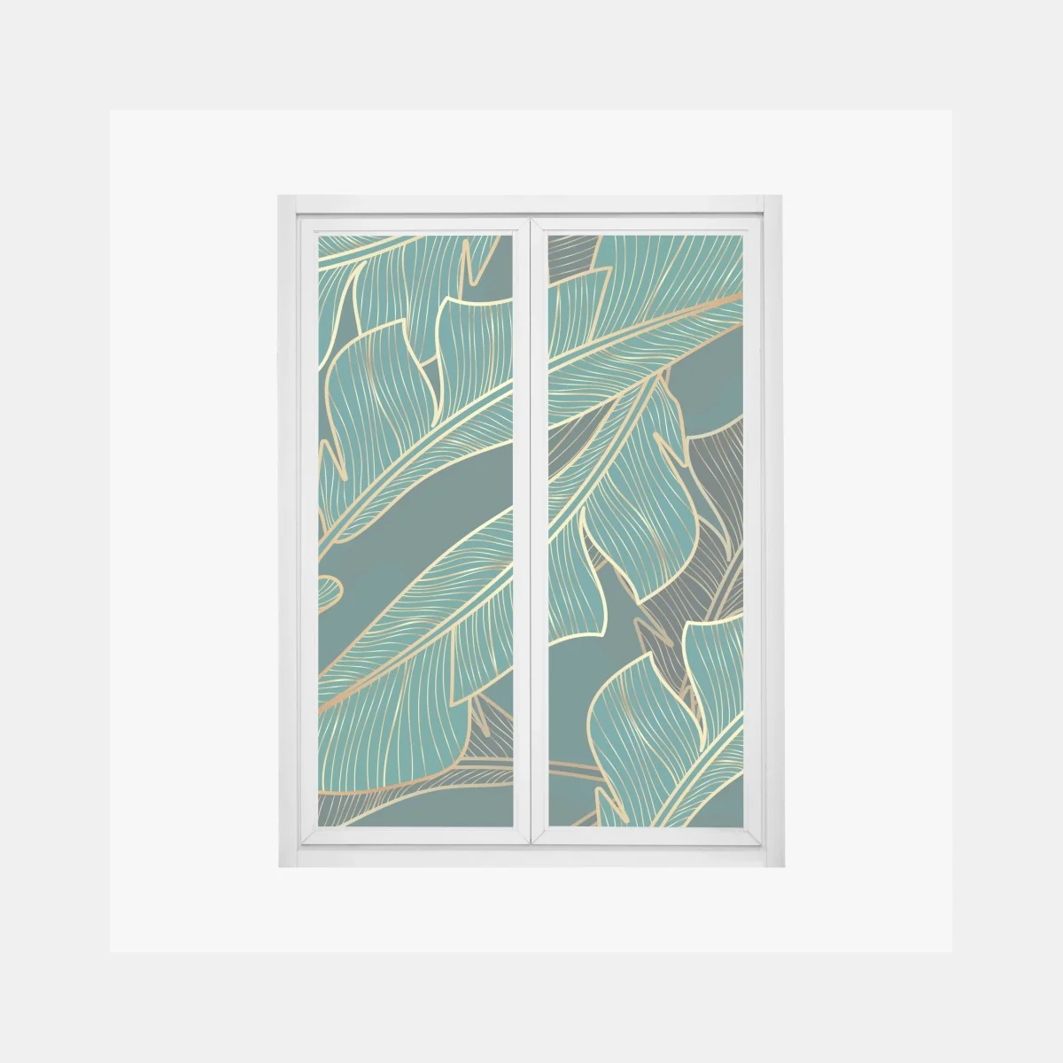 Fensteraufkleber goldene tropische bananenblätter – Wallnifity® Fensteraufkleber goldene tropische bananenblätter – Wallnifity®