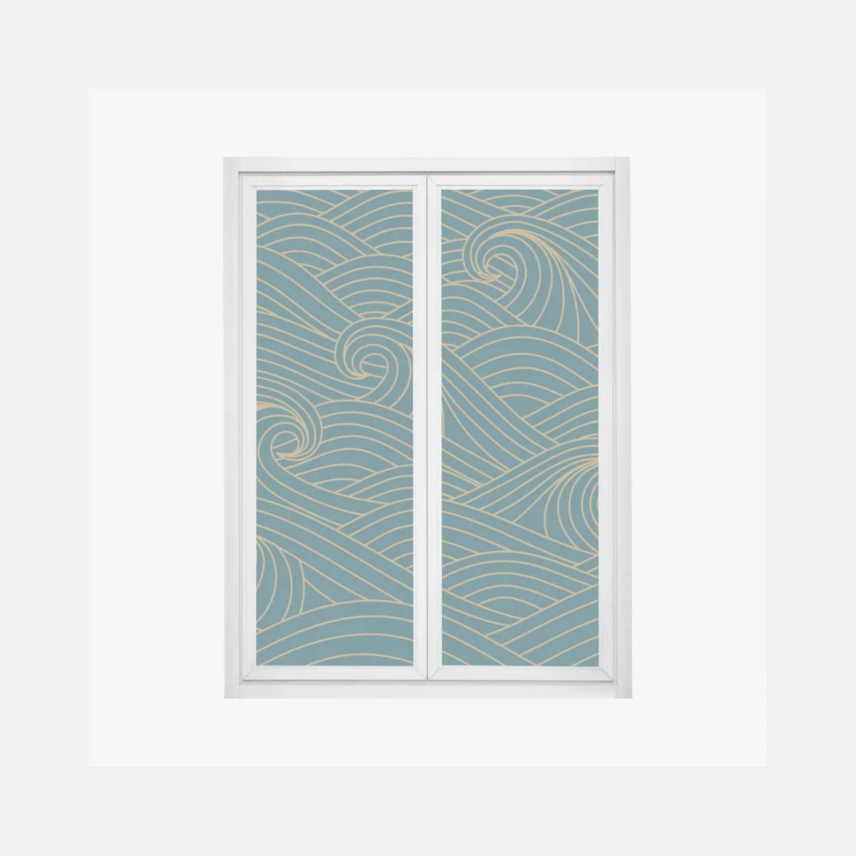 Fensteraufkleber türkiswellenmuster mit goldlinien – Wallnifity®