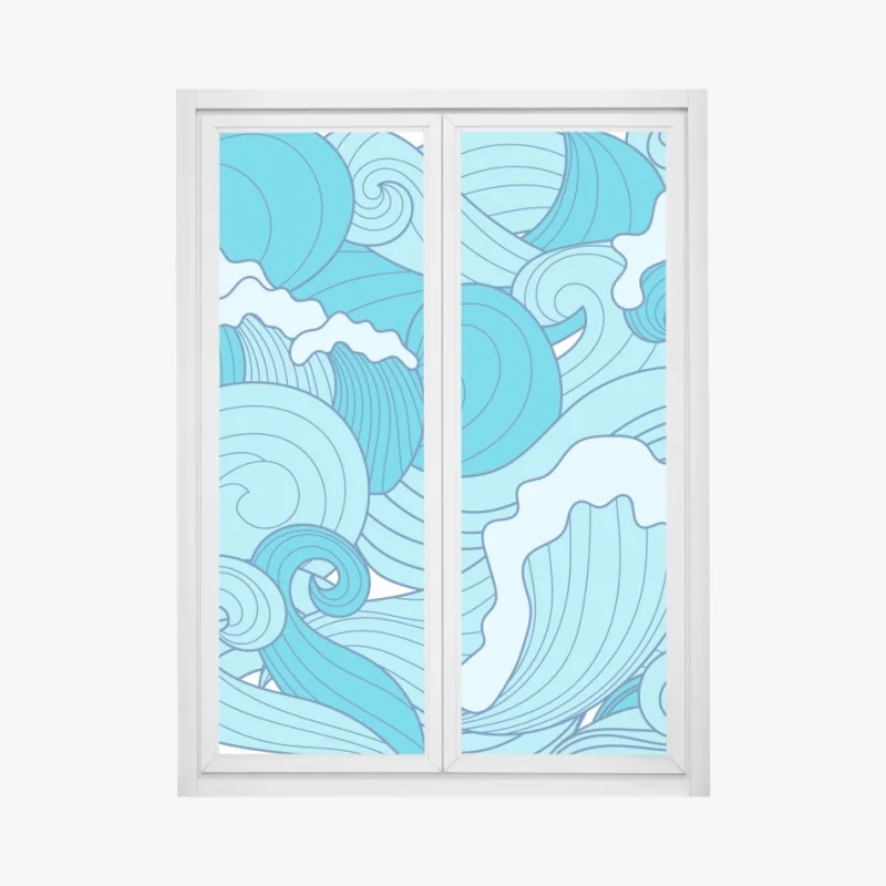Fensteraufkleber blaue ozeanwellen illustration