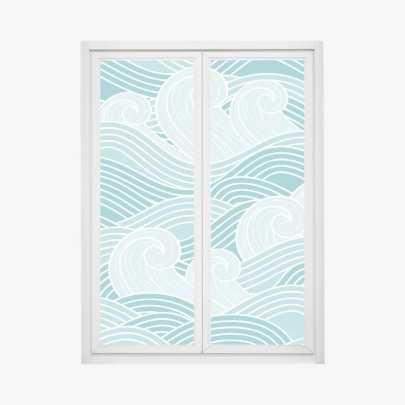 Fensteraufkleber ruhiges türkisfarbenes wellenmuster