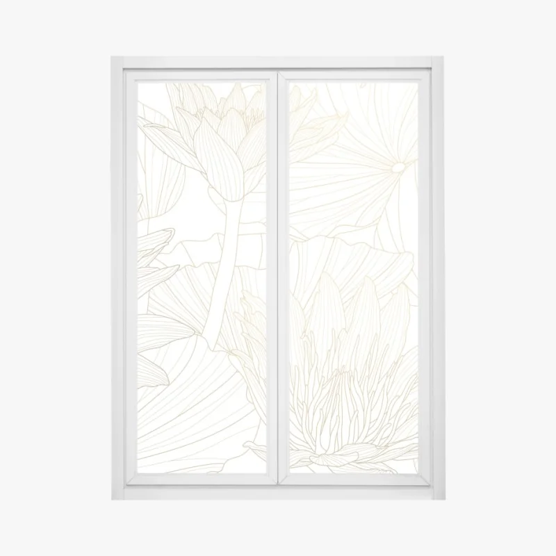 Fensteraufkleber zarte goldene blütenlinien