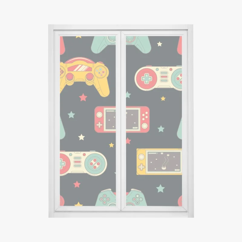 Fensteraufkleber retro gamecontroller muster