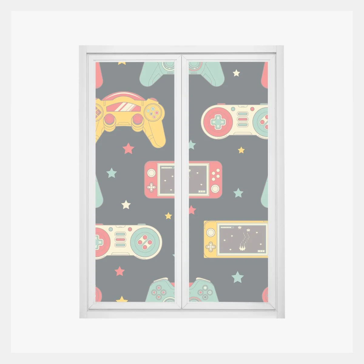 Fensteraufkleber retro gamecontroller muster – Wallnifity®