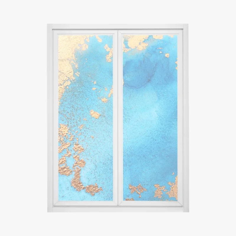 Fensteraufkleber blau-gold abstrakte ozeantextur