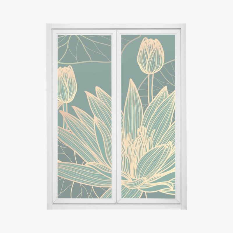 Fensteraufkleber luxuriöses goldenes abstraktes wellenmuster – Wallnifity®