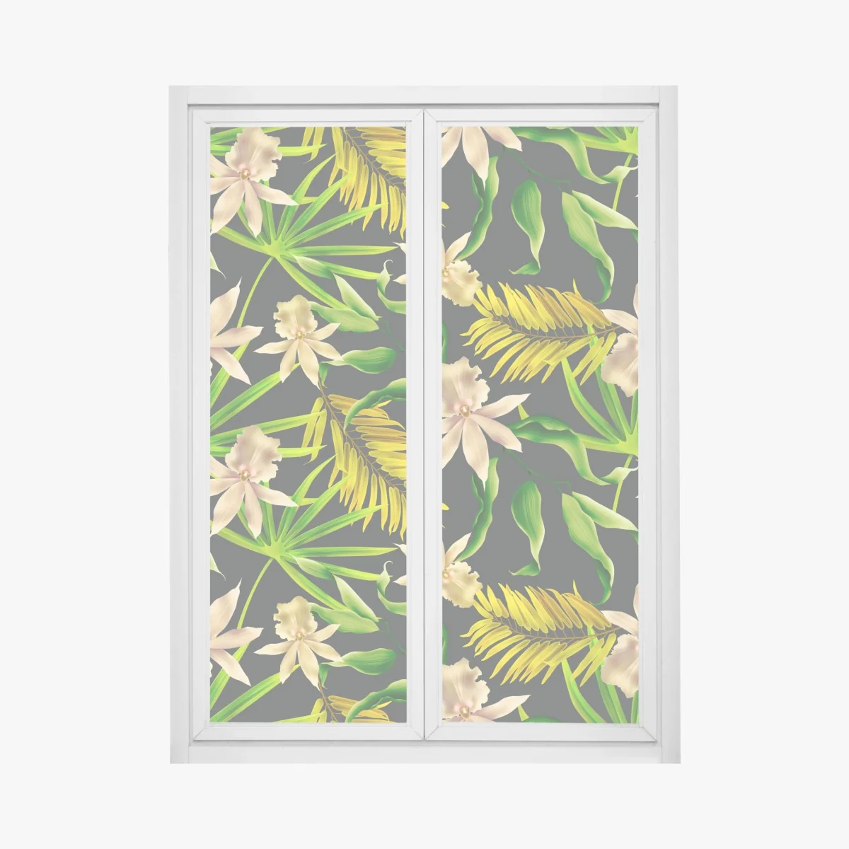 Fensteraufkleber tropisches orchideenmuster auf dunklem hintergrund – Wallnifity® Fensteraufkleber tropisches orchideenmuster auf dunklem hintergrund – Wallnifity®