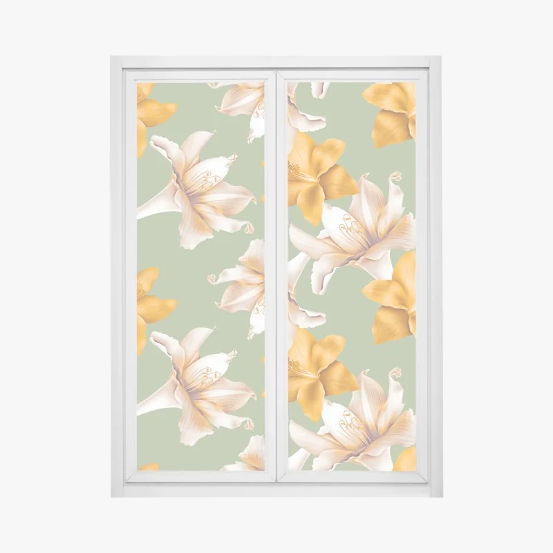 Fensteraufkleber goldene lilien botanisches muster